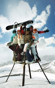 imagen familia snowboarding