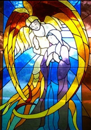 imagen vitral moderno virgen maria