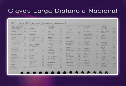 contenido agenda con claves de larga distancia