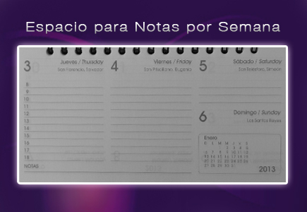 espacio para notas agenda inglesa