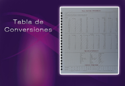 agenda motivacional con tabla de conversiones